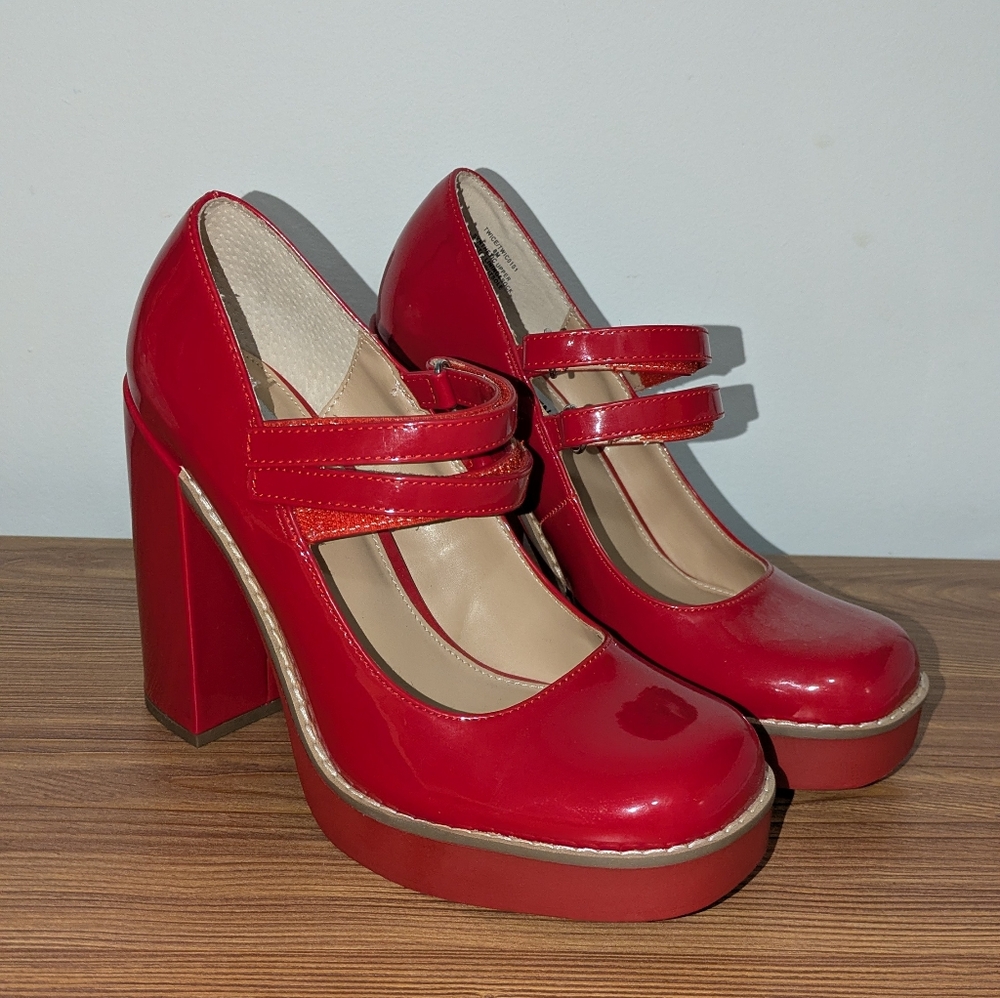 NWOT Steve Madden Red Patent Leather Mary Jane Heels